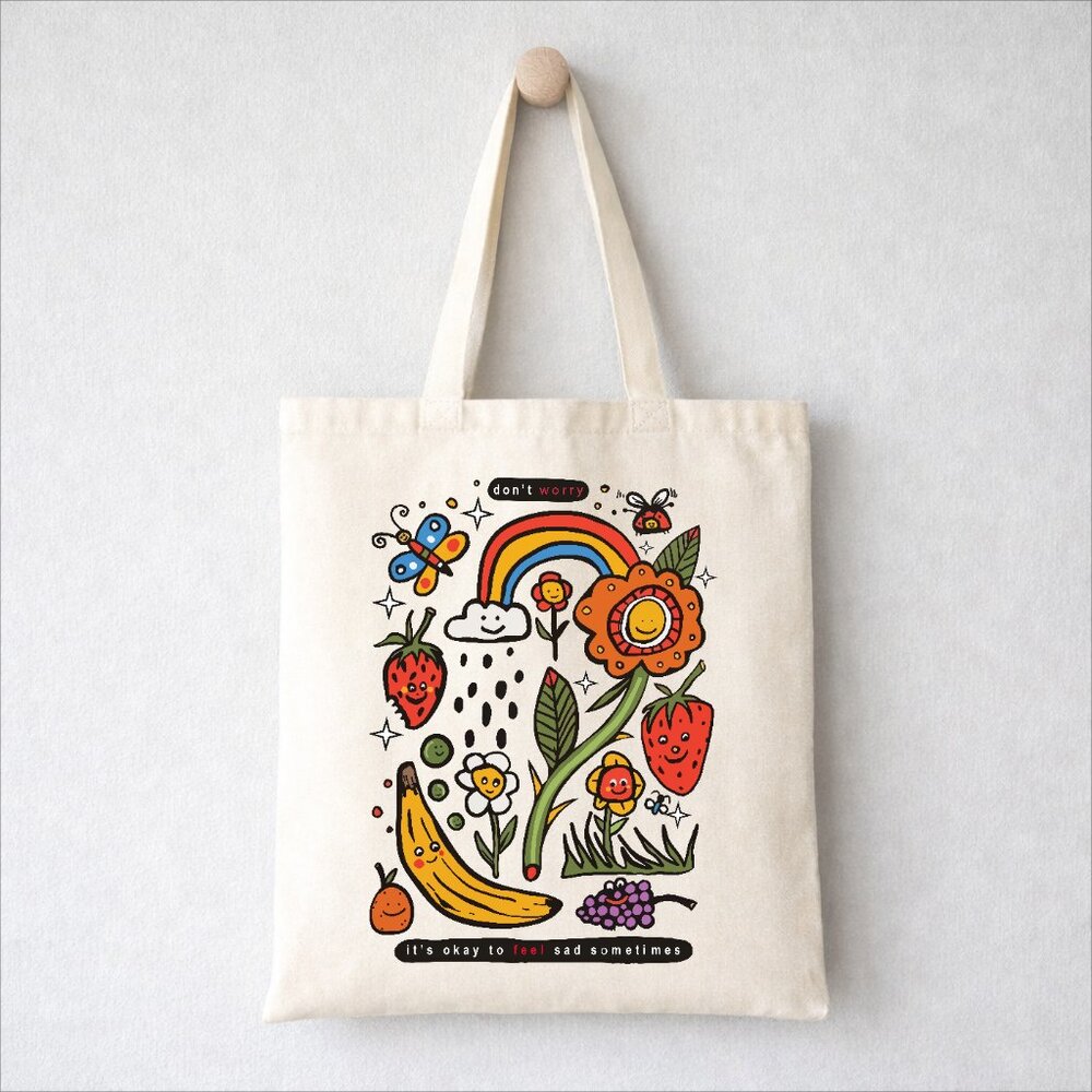 Positive Quote Tote Bag It's Okay To Feel Sad Sometimes